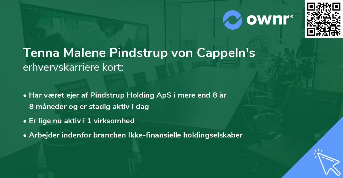 Tenna Malene Pindstrup von Cappeln's erhvervskarriere kort