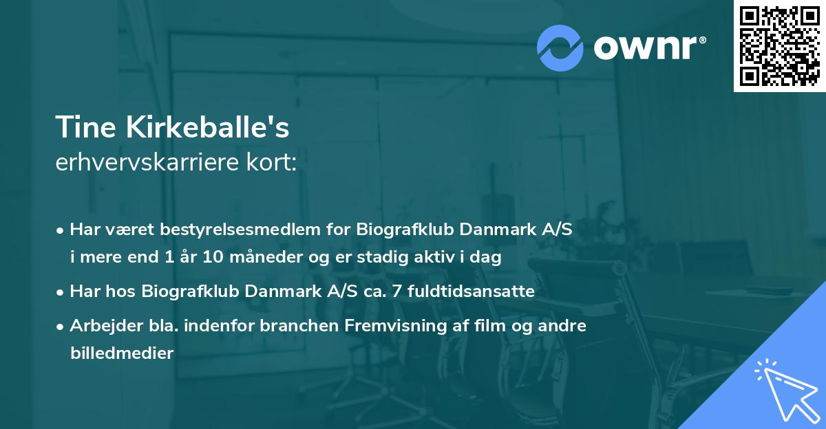 Tine Kirkeballe's erhvervskarriere kort