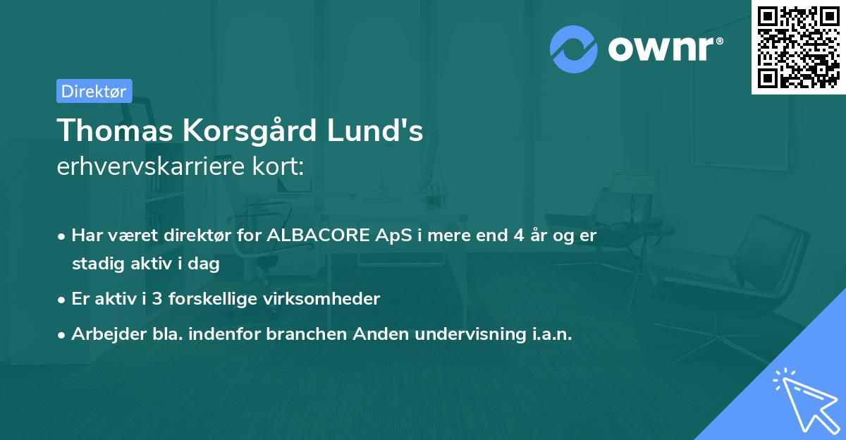 Thomas Korsgård Lund's erhvervskarriere kort