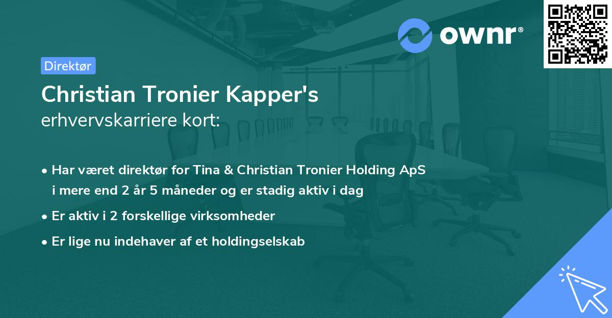 Christian Tronier Kapper's erhvervskarriere kort