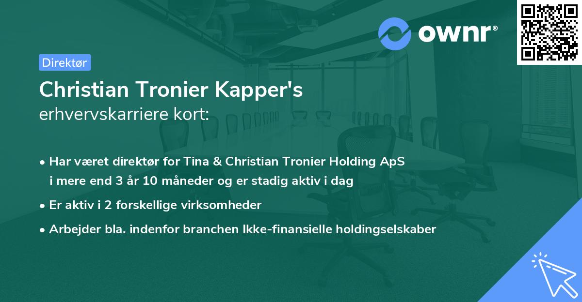 Christian Tronier Kapper's erhvervskarriere kort