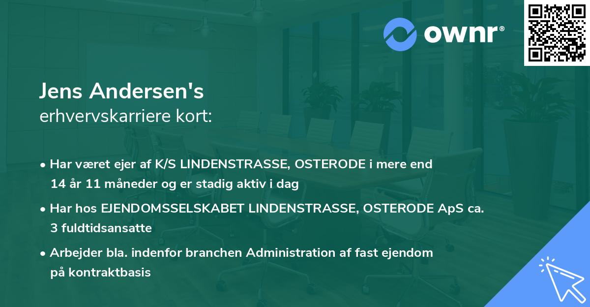 Jens Andersen's erhvervskarriere kort