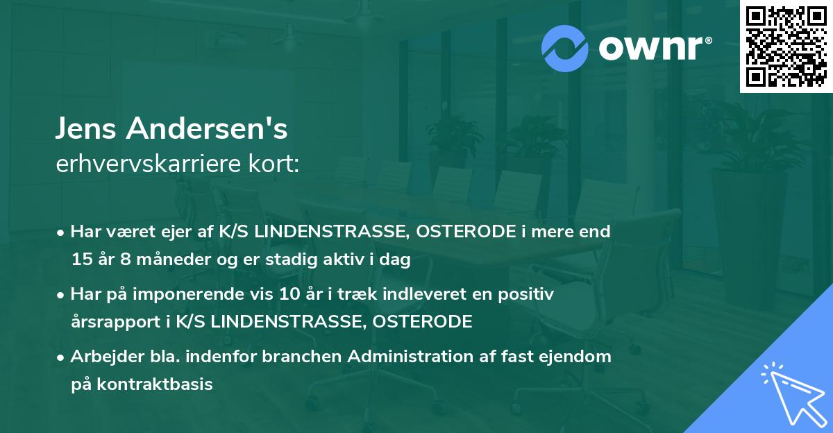 Jens Andersen's erhvervskarriere kort