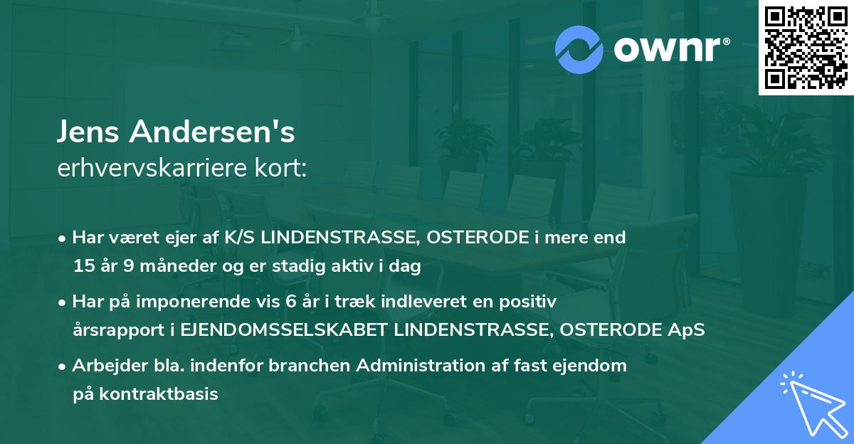 Jens Andersen's erhvervskarriere kort