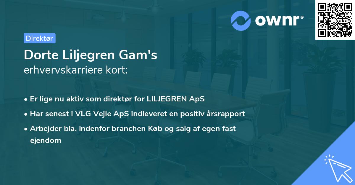 Dorte Liljegren Gam's erhvervskarriere kort