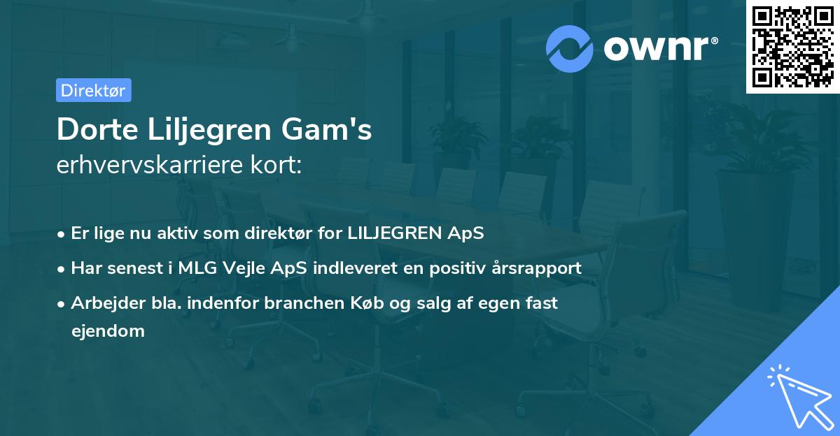 Dorte Liljegren Gam's erhvervskarriere kort