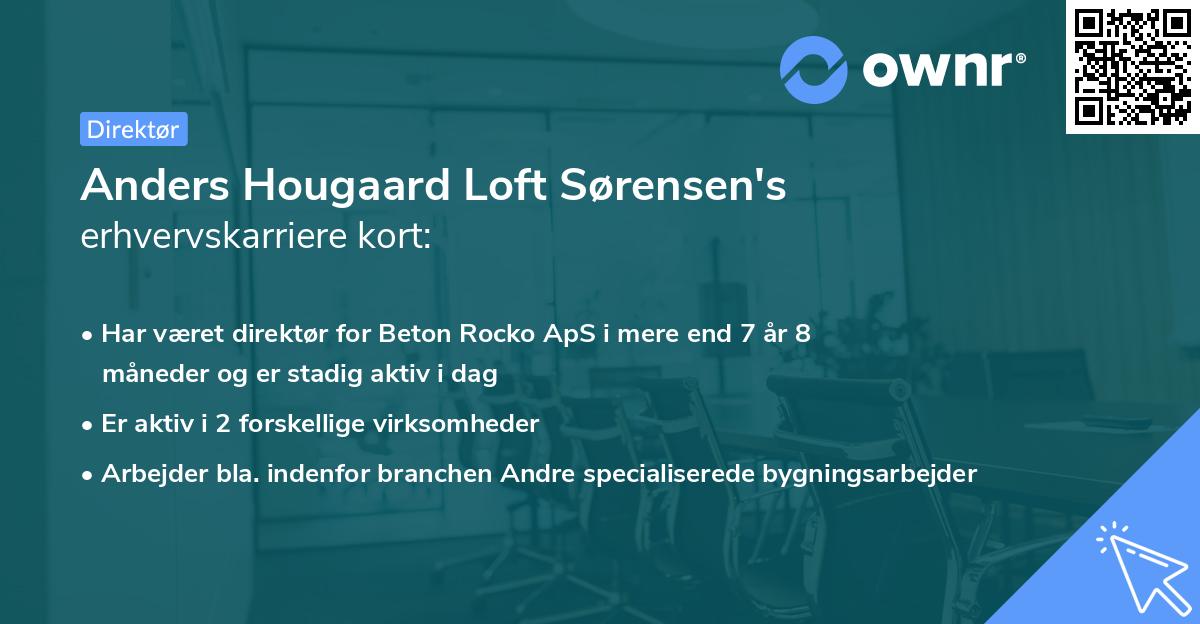 Anders Hougaard Loft Sørensen's erhvervskarriere kort