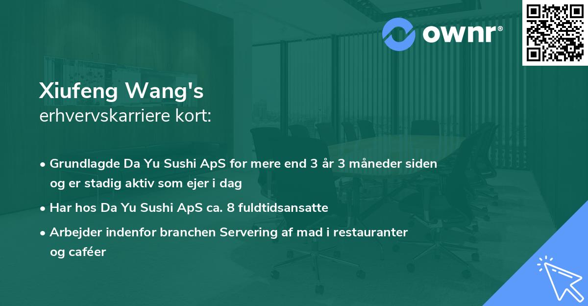 Xiufeng Wang's erhvervskarriere kort