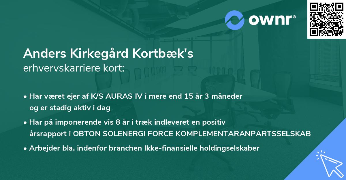 Anders Kirkegård Kortbæk's erhvervskarriere kort