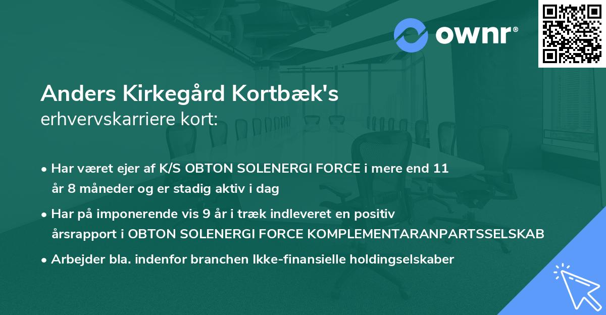Anders Kirkegård Kortbæk's erhvervskarriere kort
