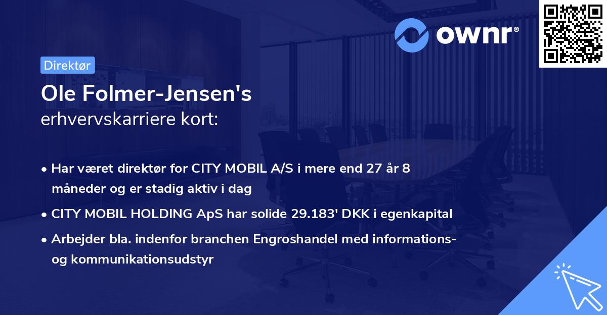 Ole Folmer-Jensen's erhvervskarriere kort