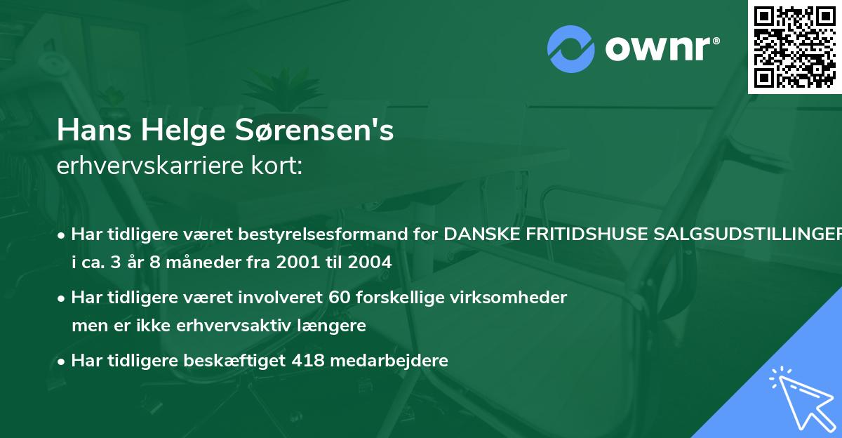 Hans Helge Sørensen's erhvervskarriere kort