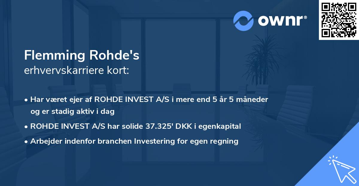 Flemming Rohde's erhvervskarriere kort