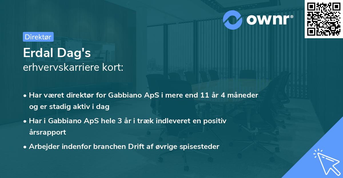Erdal Dag's erhvervskarriere kort