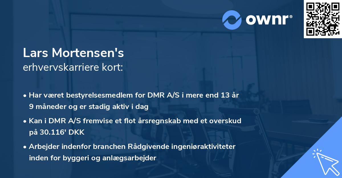 Lars Mortensen's erhvervskarriere kort