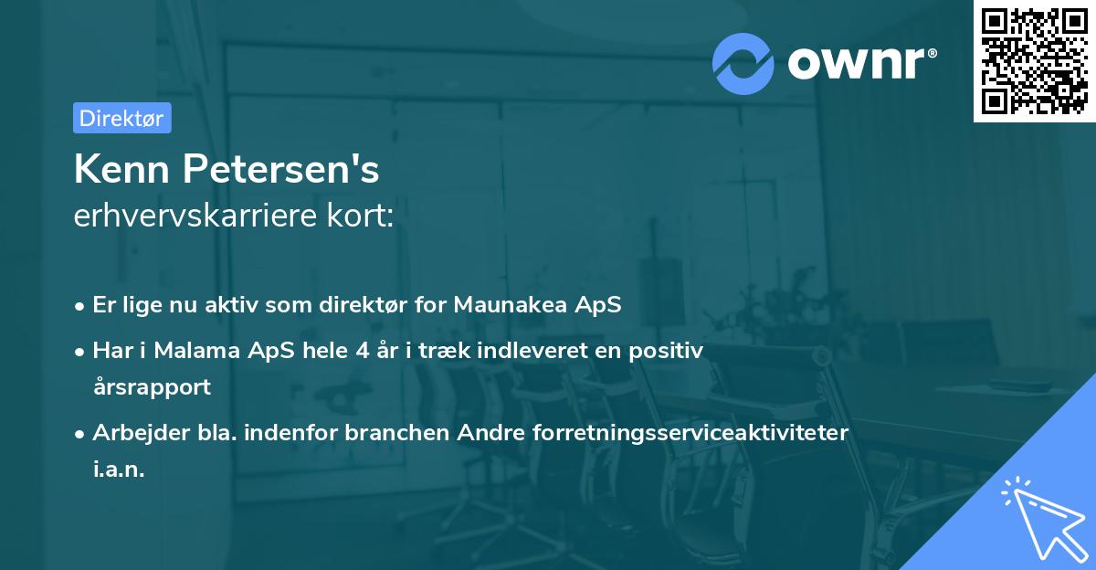 Kenn Petersen's erhvervskarriere kort
