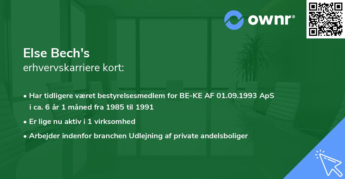 Else Bech's erhvervskarriere kort