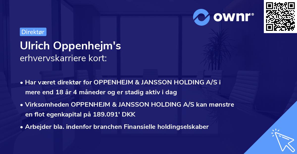 Ulrich Oppenhejm's erhvervskarriere kort