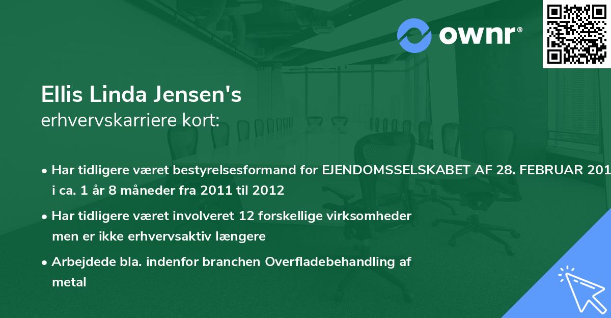 Ellis Linda Jensen's erhvervskarriere kort