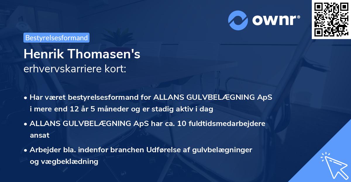 Henrik Thomasen's erhvervskarriere kort