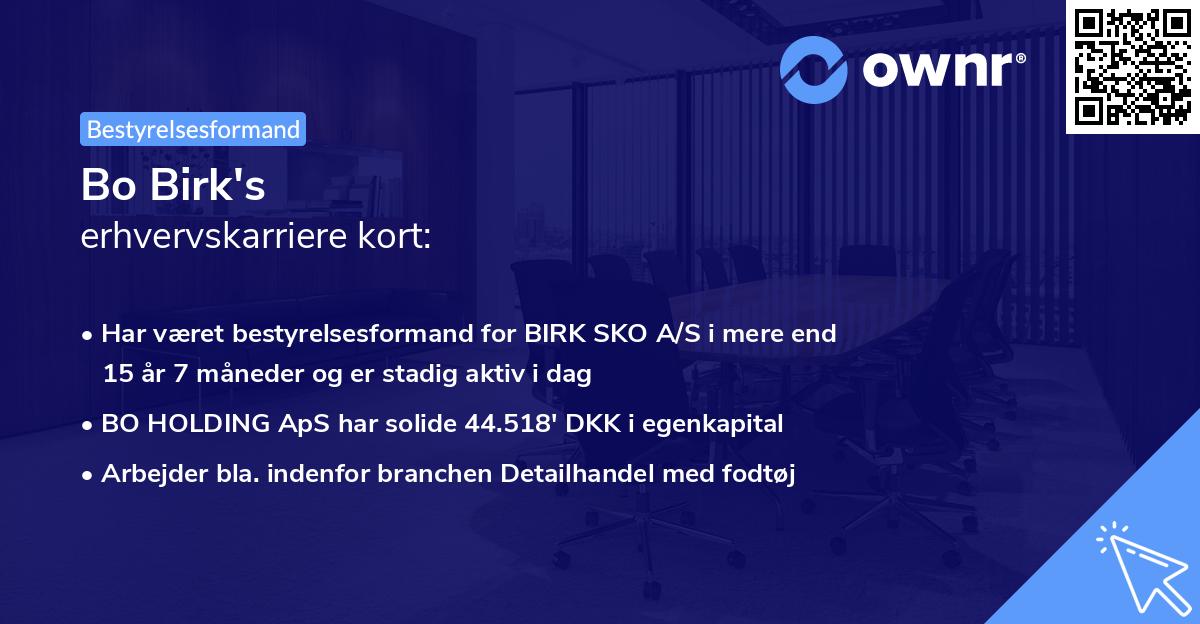Bo Birk's erhvervskarriere kort
