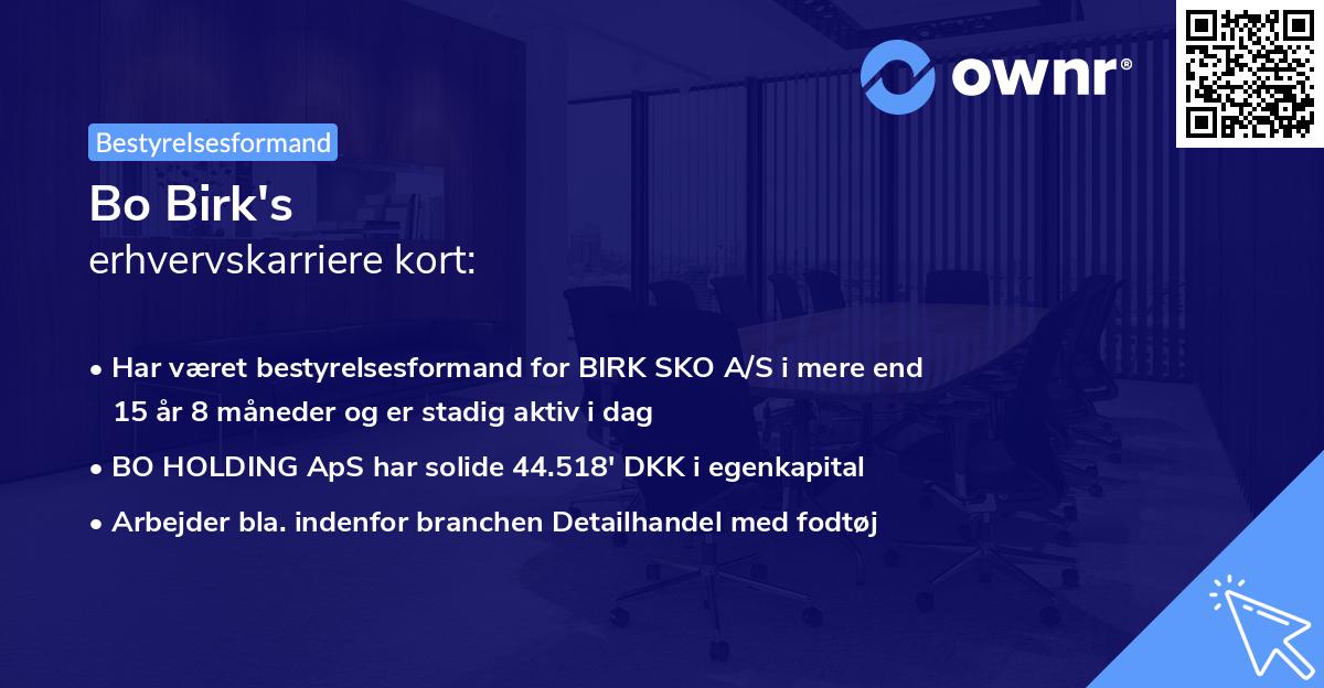 Bo Birk's erhvervskarriere kort
