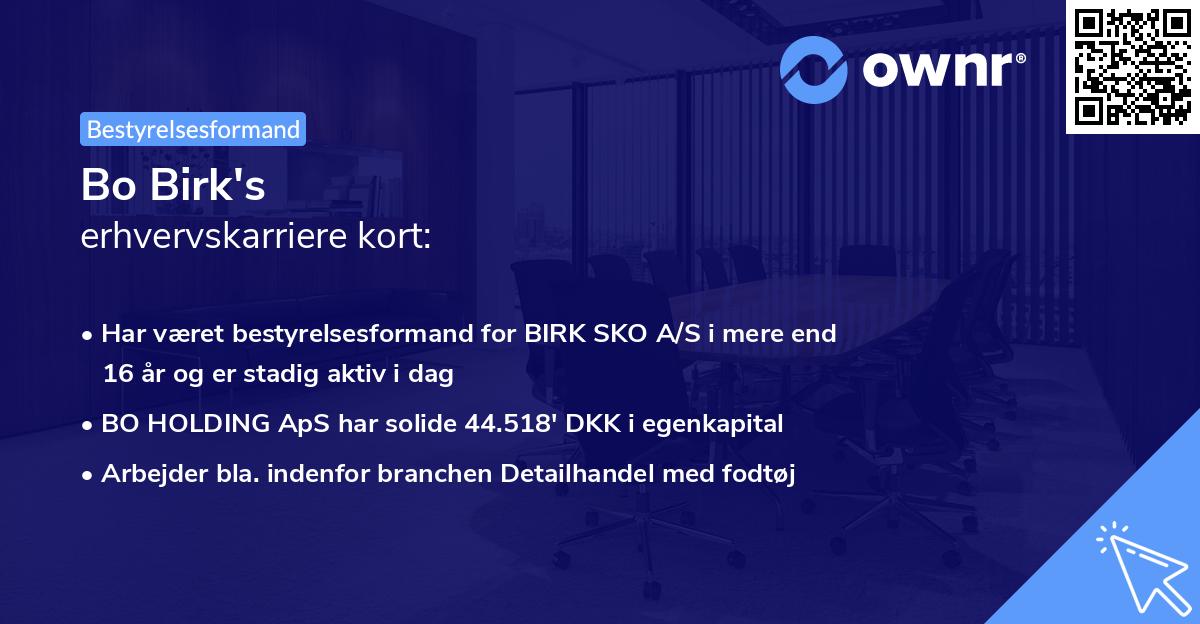 Bo Birk's erhvervskarriere kort
