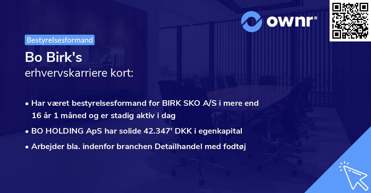 Bo Birk's erhvervskarriere kort