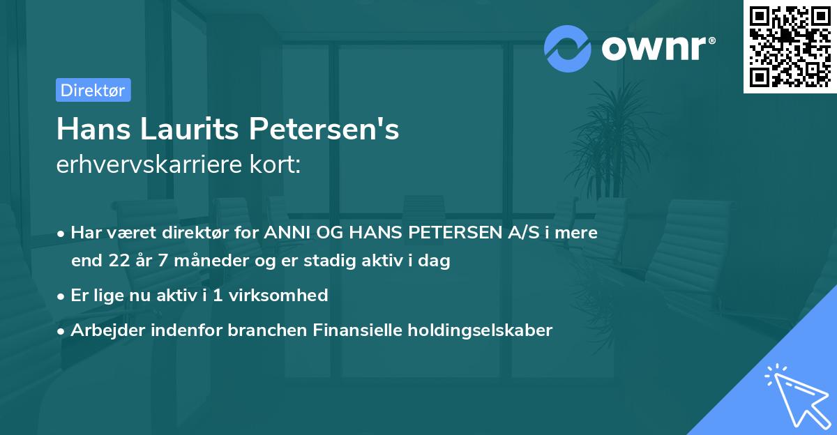 Hans Laurits Petersen's erhvervskarriere kort