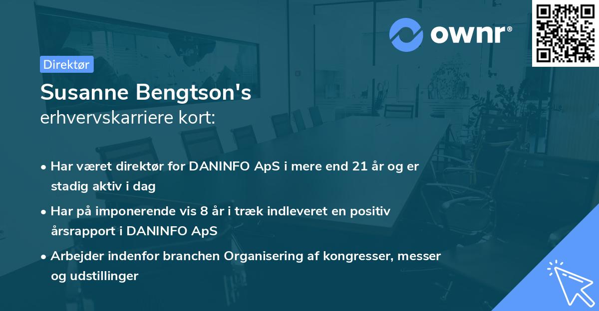 Susanne Bengtson's erhvervskarriere kort