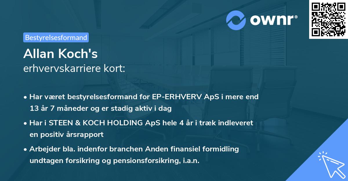 Allan Koch's erhvervskarriere kort