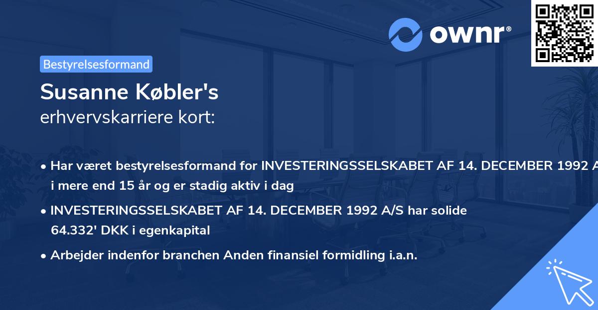 Susanne Købler's erhvervskarriere kort