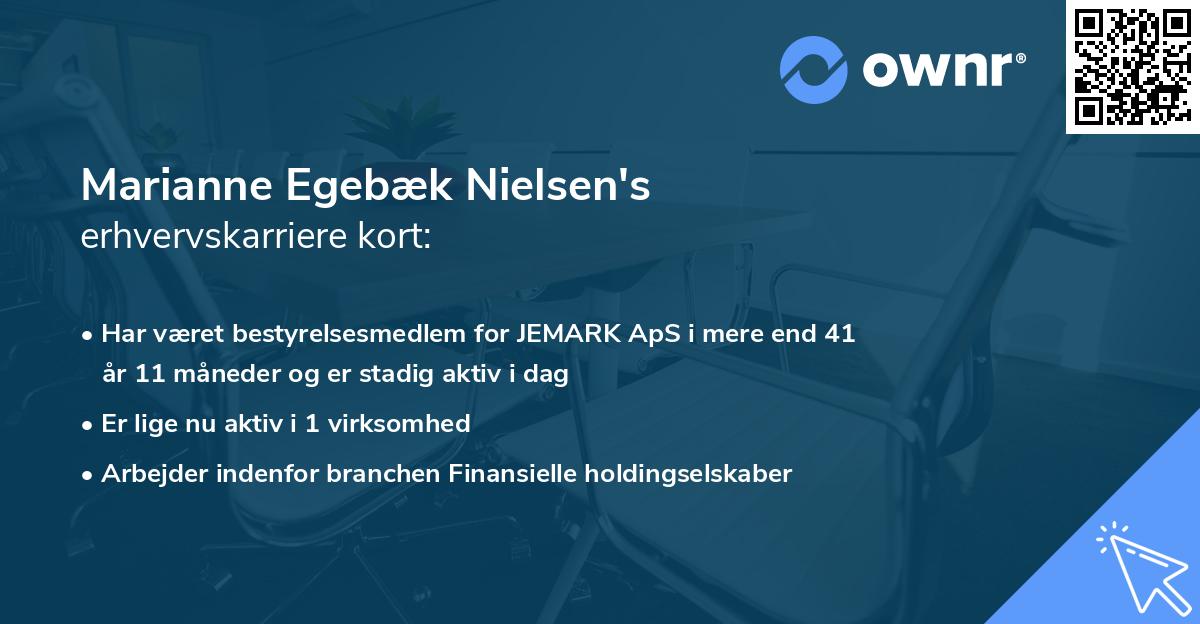 Marianne Egebæk Nielsen's erhvervskarriere kort