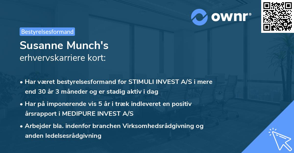 Susanne Munch's erhvervskarriere kort