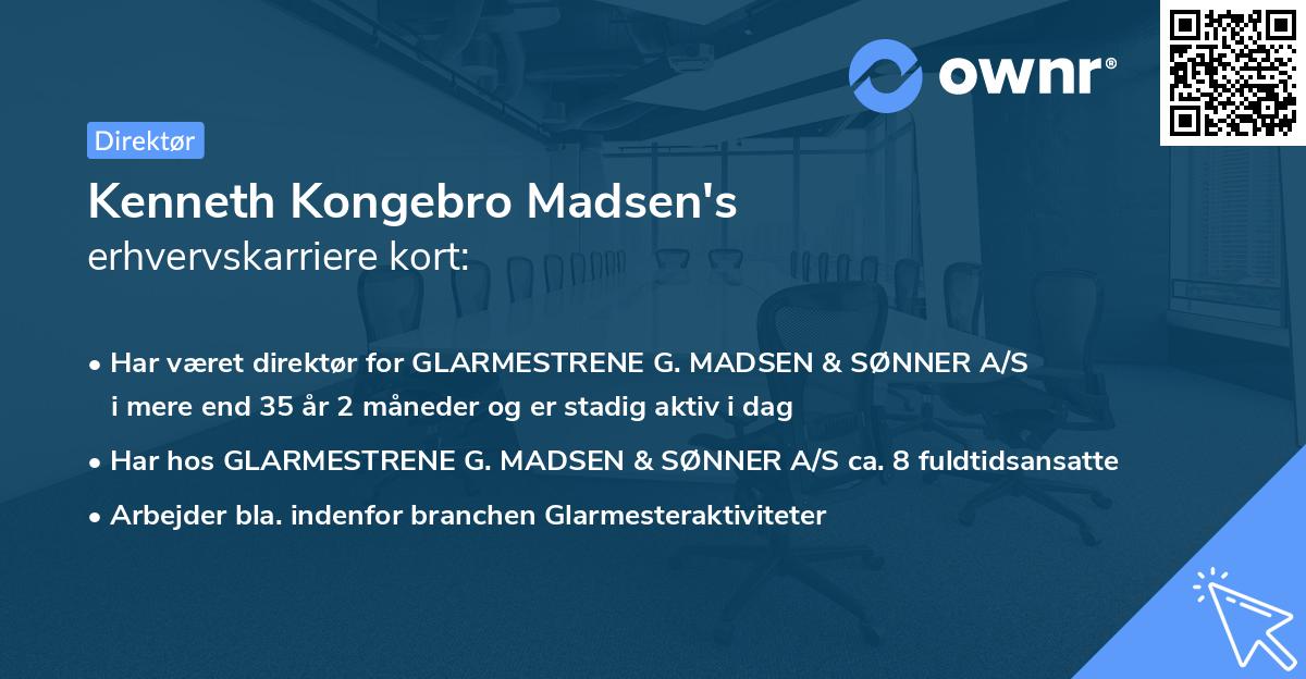 Kenneth Kongebro Madsen's erhvervskarriere kort