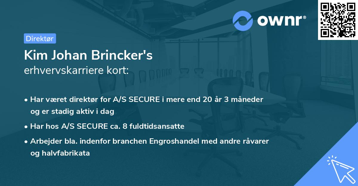 Kim Johan Brincker's erhvervskarriere kort