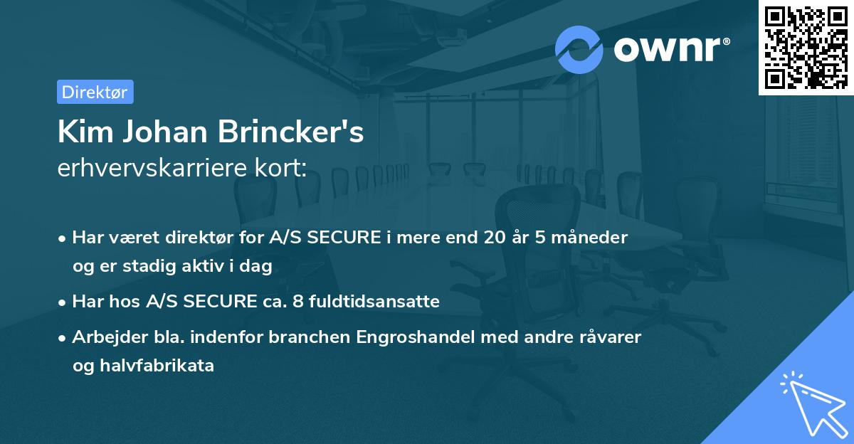 Kim Johan Brincker's erhvervskarriere kort