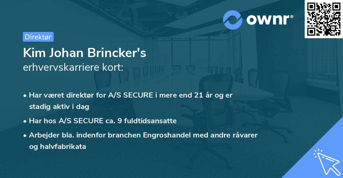 Kim Johan Brincker's erhvervskarriere kort