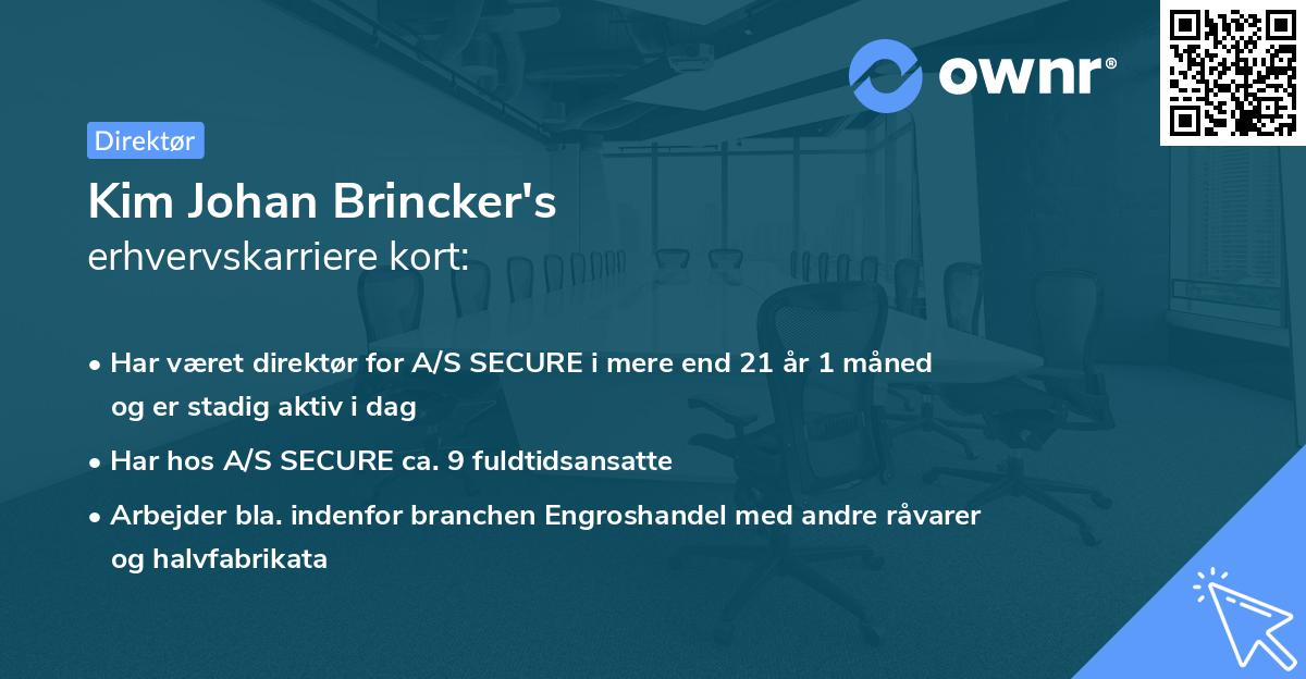 Kim Johan Brincker's erhvervskarriere kort