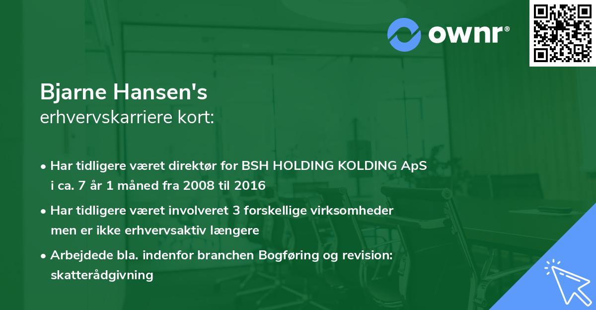 Bjarne Hansen's erhvervskarriere kort