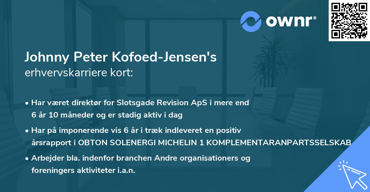 Johnny Peter Kofoed-Jensen's erhvervskarriere kort