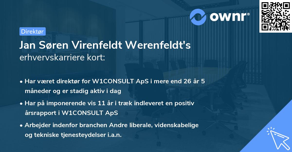 Jan Søren Virenfeldt Werenfeldt's erhvervskarriere kort