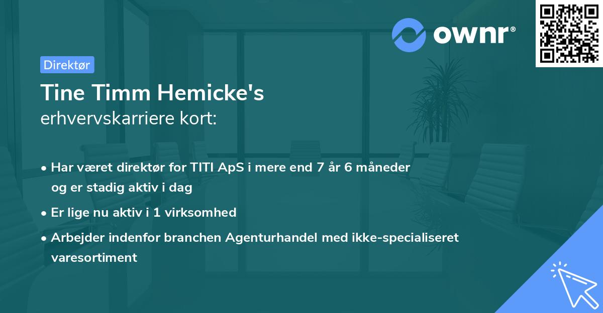 Tine Timm Hemicke's erhvervskarriere kort
