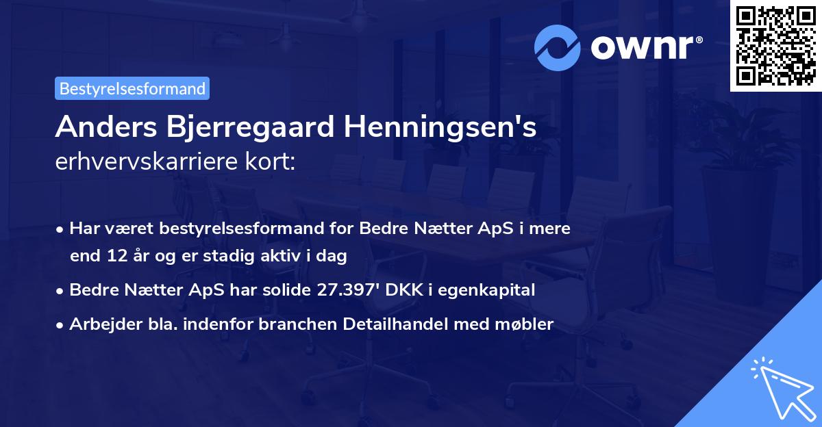 Anders Bjerregaard Henningsen's erhvervskarriere kort