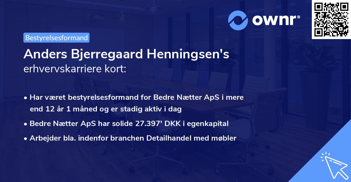 Anders Bjerregaard Henningsen's erhvervskarriere kort