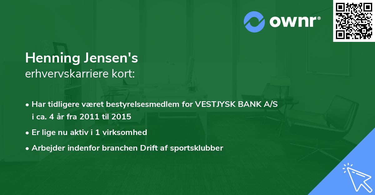 Henning Jensen's erhvervskarriere kort