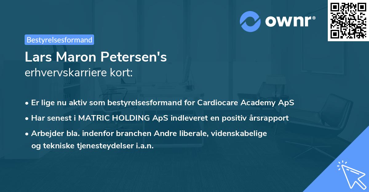 Lars Maron Petersen's erhvervskarriere kort