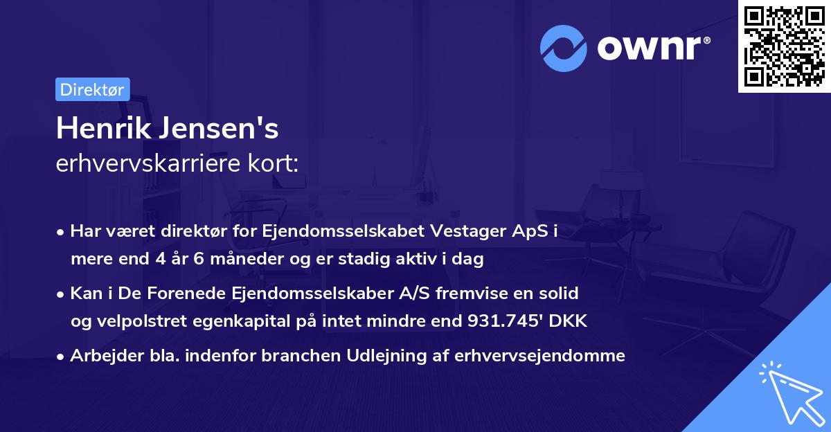 Henrik Jensen's erhvervskarriere kort