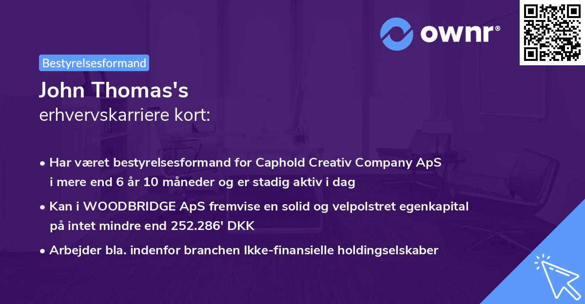 John Thomas's erhvervskarriere kort