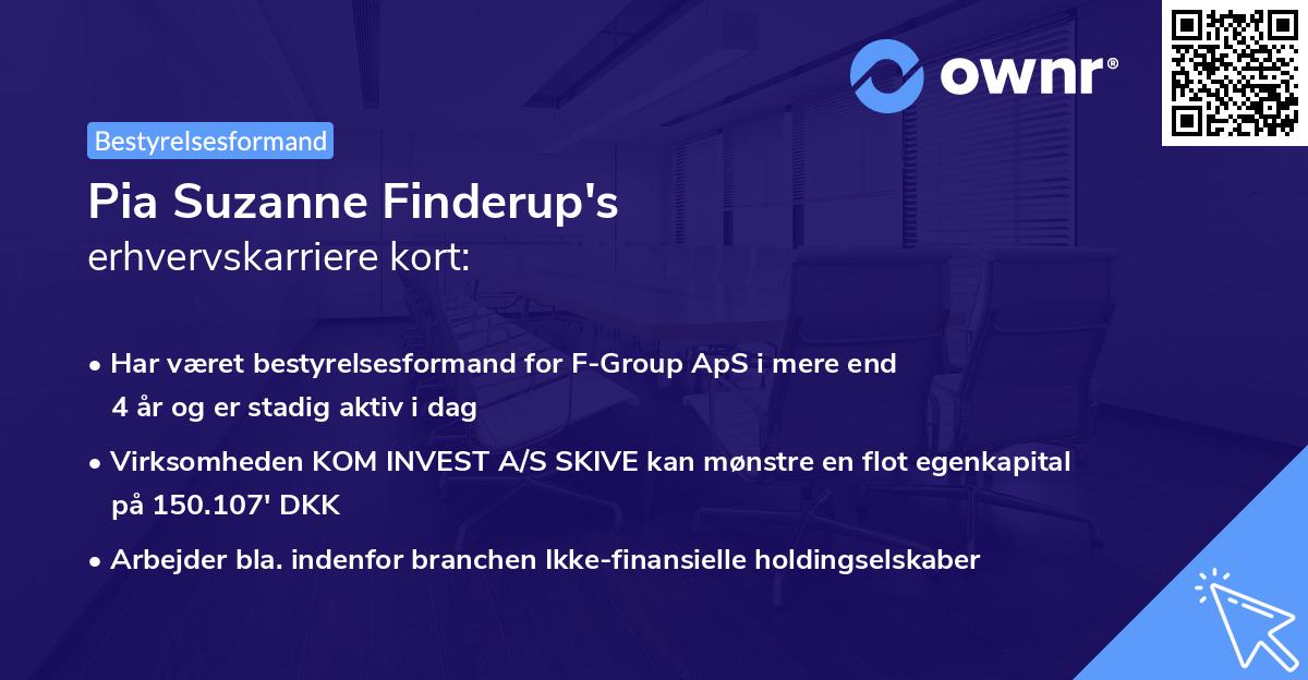 Pia Suzanne Finderup's erhvervskarriere kort